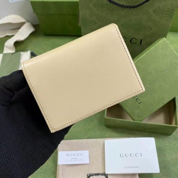 Gucci GG Women Gucci Horsebit 1955 Card Case Wallet Beige Leather (4)