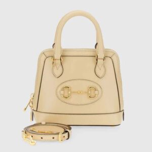 Gucci GG Women Gucci Horsebit 1955 Mini Top Handle Bag Beige Leather