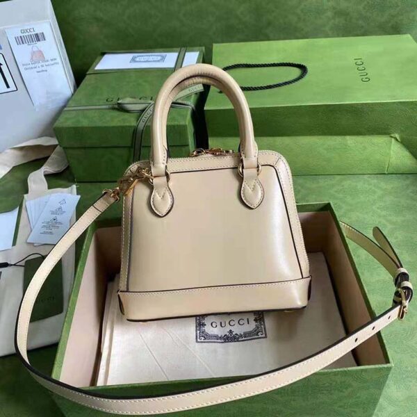 Gucci GG Women Gucci Horsebit 1955 Mini Top Handle Bag Beige Leather (3)