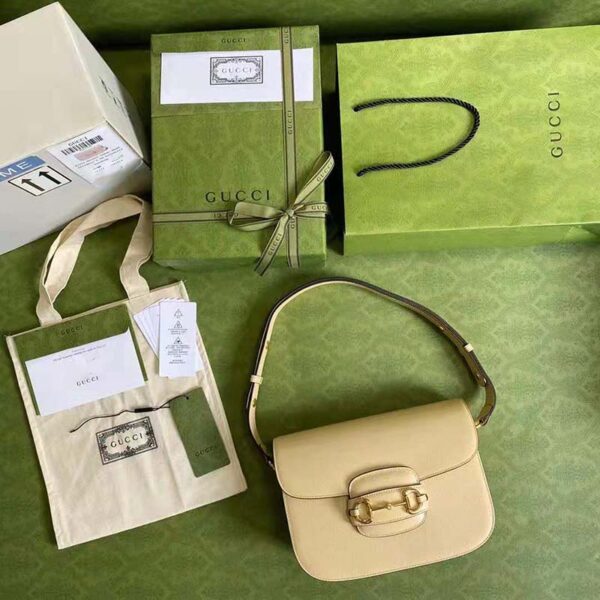 Gucci GG Women Gucci Horsebit 1955 Shoulder Bag Beige Leather (4)