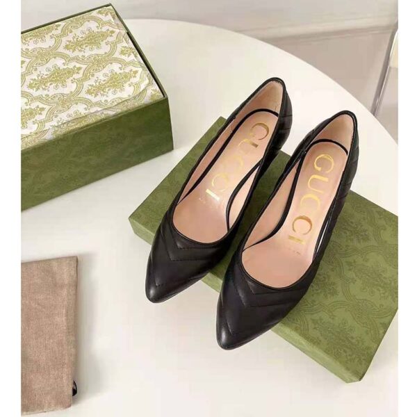 Gucci GG Women Matelassé Pump Black Matelassé Chevron Leather 10 cm Heel (4)