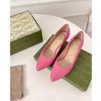 Gucci GG Women Matelassé Pump Pastel Pink Matelassé Chevron Leather 10 cm Heel