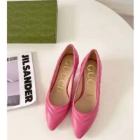 Gucci GG Women Matelassé Pump Pastel Pink Matelassé Chevron Leather 10 cm Heel