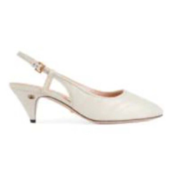 Gucci GG Women Matelassé Sling Back White Matelassé Chevron Leather 7 cm Heel