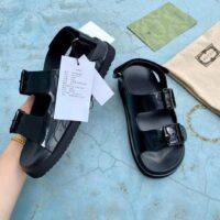 Gucci GG Women Sandal with Mini Double G Black Rubber