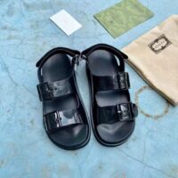 Gucci GG Women Sandal with Mini Double G Black Rubber