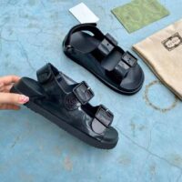 Gucci GG Women Sandal with Mini Double G Black Rubber