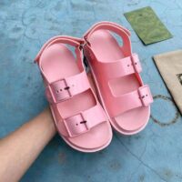 Gucci GG Women Sandal with Mini Double G Pink Rubber