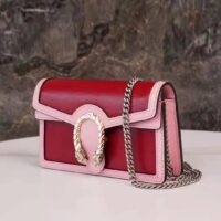 Gucci Women Dionysus Small Shoulder Bag Dark Red Leather with Pink Leather