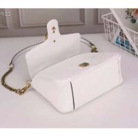 Gucci Women GG Marmont Mini Top Handle Bag White Matelassé Chevron Leather with Heart