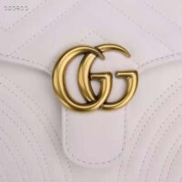 Gucci Women GG Marmont Mini Top Handle Bag White Matelassé Chevron Leather with Heart