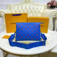 Louis Vuitton LV Unisex Cruissin PM Handbag Blue Red Monogram Embossed Puffy Lambskin