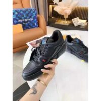 Louis Vuitton LV Unisex LV Trainer Sneaker Black Grained Calf Leather Rubber Outsole