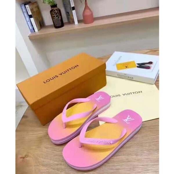 Louis Vuitton LV Women Arcade Flat Thong Pink Rubber Micro Outsole (9)