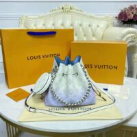 Louis Vuitton LV Women Bella Bucket Bag Gradient Blue Mahina Perforated Calf Leather (8)