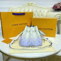 Louis Vuitton LV Women Bella Bucket Bag Gradient Blue Mahina Perforated Calf Leather (8)