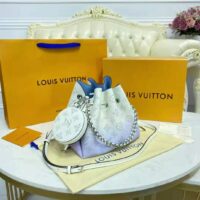 Louis Vuitton LV Women Bella Bucket Bag Gradient Blue Mahina Perforated Calf Leather (8)