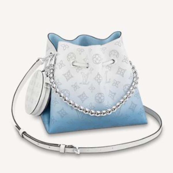 Louis Vuitton LV Women Bella Bucket Bag Gradient Blue Mahina Perforated Calf Leather (8)