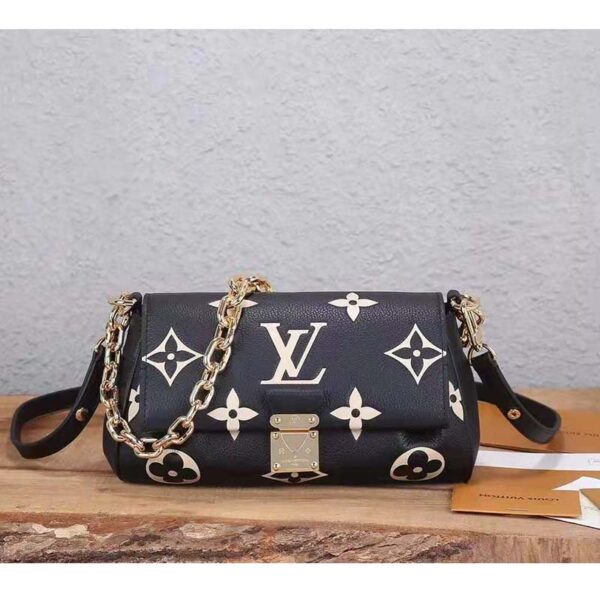 Louis Vuitton LV Women Favorite Tourterelle Black Beige Monogram Empreinte Embossed Supple Grained Cowhide (6)