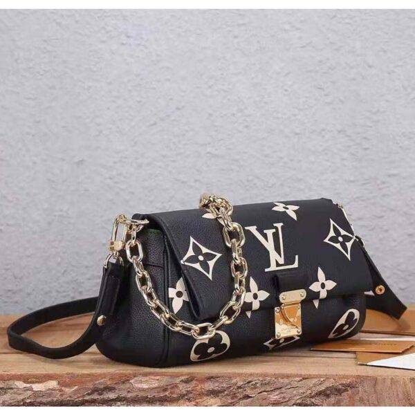 Louis Vuitton LV Women Favorite Tourterelle Black Beige Monogram Empreinte Embossed Supple Grained Cowhide (7)