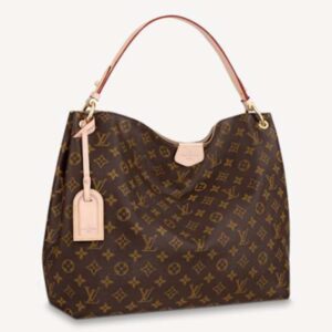 Louis Vuitton LV Women Graceful MM Hobo Classic Beige Monogram Coated Canvas