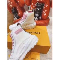 Louis Vuitton LV Women LV Squad Sneaker Boot White Pink Canvas and Calf Leather