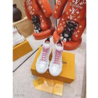 Louis Vuitton LV Women LV Squad Sneaker Boot White Pink Canvas and Calf Leather