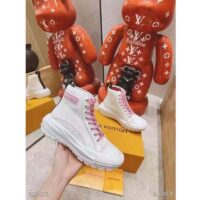 Louis Vuitton LV Women LV Squad Sneaker Boot White Pink Canvas and Calf Leather