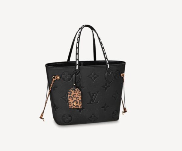 Louis Vuitton LV Women Neverfull MM Tote Bag Wild at Heart Black Embossed Supple Grained Cowhide