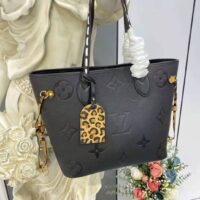 Louis Vuitton LV Women Neverfull MM Tote Bag Wild at Heart Black Embossed Supple Grained Cowhide