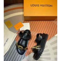 Louis Vuitton LV Women Paseo Flat Comfort Sandal Black Calf Leather Anatomic Insole