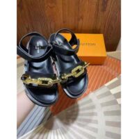 Louis Vuitton LV Women Paseo Flat Comfort Sandal Black Calf Leather Anatomic Insole