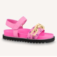 Louis Vuitton LV Women Paseo Flat Comfort Sandal Pink Monogram Embossed Lamb and Calf Leather