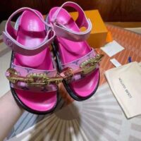 Louis Vuitton LV Women Paseo Flat Comfort Sandal Pink Monogram Embossed Lamb and Calf Leather