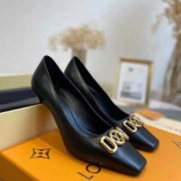 Louis Vuitton LV Women Rotary Pump LV Circle Black Calf Leather Outsole