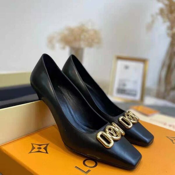 Louis Vuitton LV Women Rotary Pump LV Circle Black Calf Leather Outsole (5)