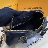 Louis Vuitton LV Women Speedy Bandoulière 25 Handbag Black Embossed Supple Grained Cowhide