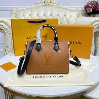 Louis Vuitton LV Women Speedy Bandoulière 25 Handbag Caramel Embossed Supple Grained Cowhide