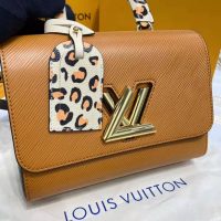 Louis Vuitton LV Women Twist MM Handbag Gold Cipango Epi Grained