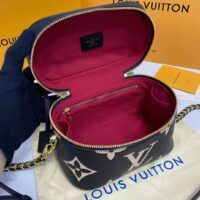 Louis Vuitton LV Women Vanity PM Handbag Black Beige Embossed Grained Cowhide Leather