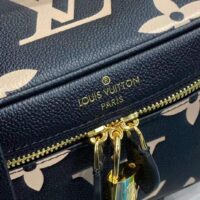 Louis Vuitton LV Women Vanity PM Handbag Black Beige Embossed Grained Cowhide Leather