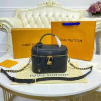 Louis Vuitton LV Women Vanity PM Handbag Black Embossed Grained Cowhide Leather