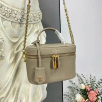 Louis Vuitton LV Women Vanity PM Handbag Tourterelle Beige Embossed Grained Cowhide Leather