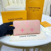 Louis Vuitton LV Women Zippy Wallet Pink Monogram Empreinte Embossed Supple Grained Cowhide Leather