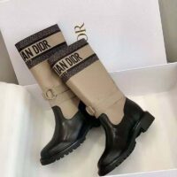 Dior Women Shoes D-Major Boot Taupe Black Technical Fabric Black Calfskin