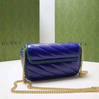 Gucci Unisex GG Marmont Super Mini Bag Blue Diagonal Matelassé Leather