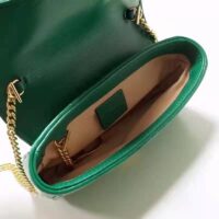 Gucci Unisex GG Marmont Super Mini Bag Green Diagonal Matelassé Leather