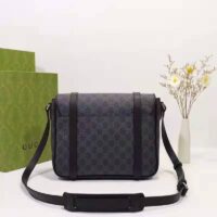 Gucci Unisex GG Messenger Bag Black GG Supreme Canvas Black Leather