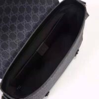 Gucci Unisex GG Messenger Bag Black GG Supreme Canvas Black Leather