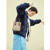 Gucci Unisex Mini Tote Bag with Interlocking G Beige and Ebony GG Supreme Canvas